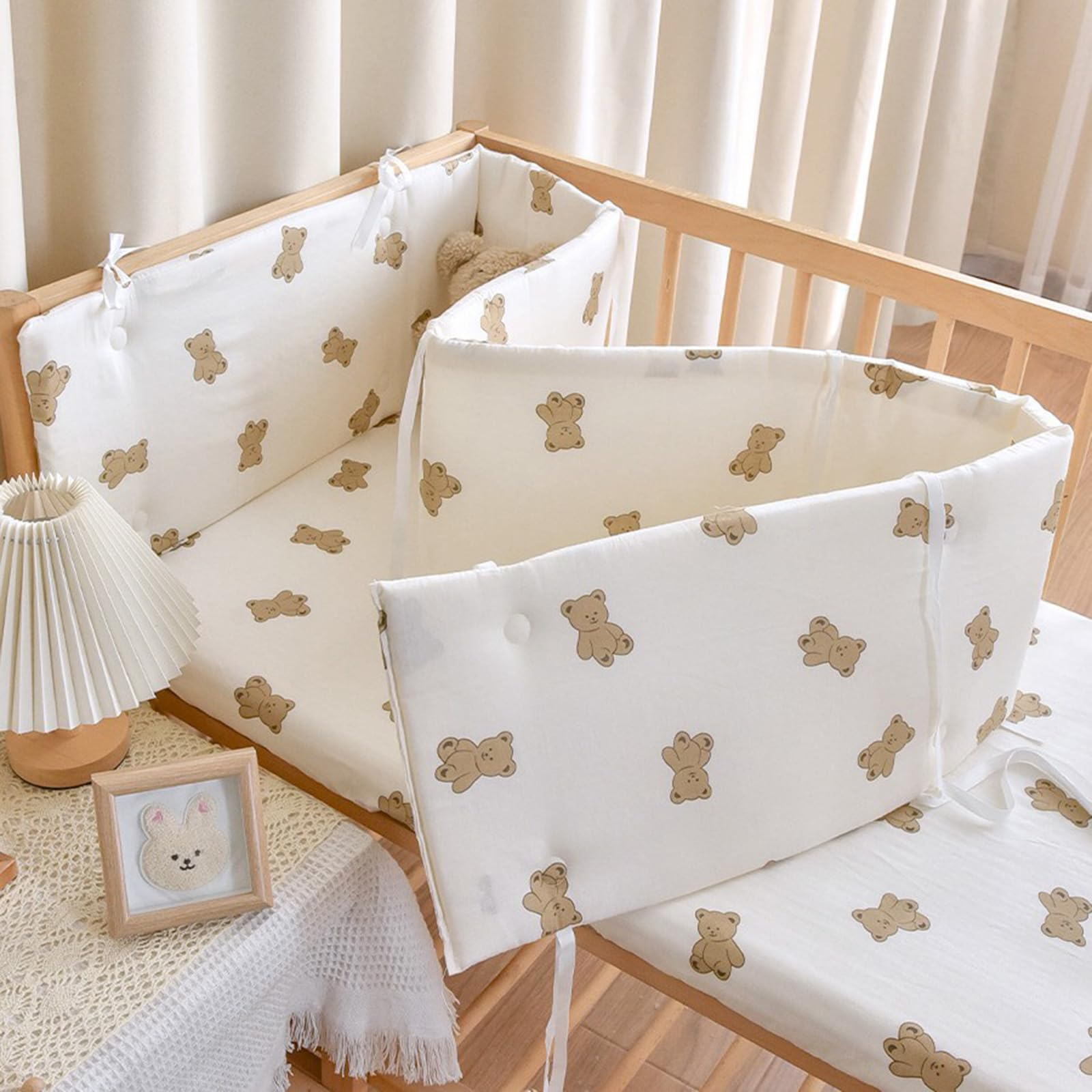 PTKG Randpolsterung Babybett,Kinderbett Seitenschutz,Abnehmbar Als Randpolsterung,Kinderbettgitter zum Vertikalen,Superdicker Antikollisions Teppich,fürs Bett Kopfschutz,C12,160 * 28cm