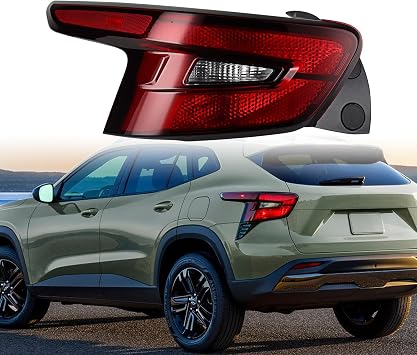 Left Side Outer Tail Light Assembly, LED and Halogen Running/Reverse/Side marker, Red Clear Lens, for 2024-2025 Chevrolet Chevy Trax ACTIV, LS, LT, RS Sport, Replaces 42905695, 42865504
