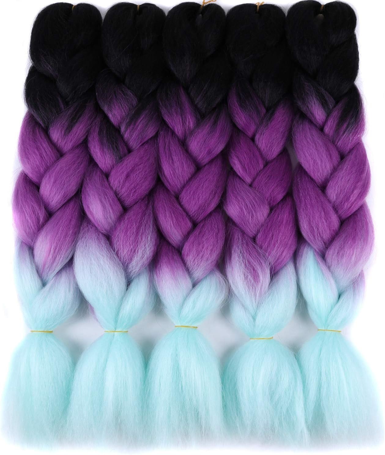 Ombre Kanekalon Braiding Hair 5 piece/lot 24 inch Jumbo Crochet Braids Hair Bundles Black purple Blue Green Color (01)