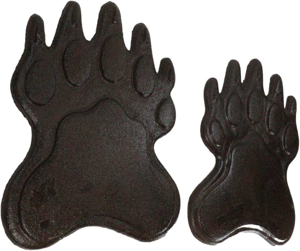 Ebros Gift Pack of 2 Cast Iron Grizzly Bear Left and Right Paw Print Garden Stepping Stone Pave Foot Step 10" by 8.25" Decorative Gardening Accent Decor
