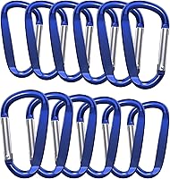 Vista 11 de Clips de mosquetón de aluminio de 3 ", hebilla de gancho de mosquetón de llavero con forma de anillo D 12PCS