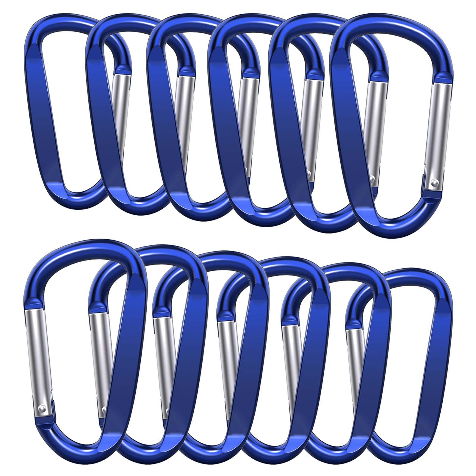 3" Aluminum Carabiner Clips, 12PCS D Ring Shape Keychain Carabiners Hook Buckle