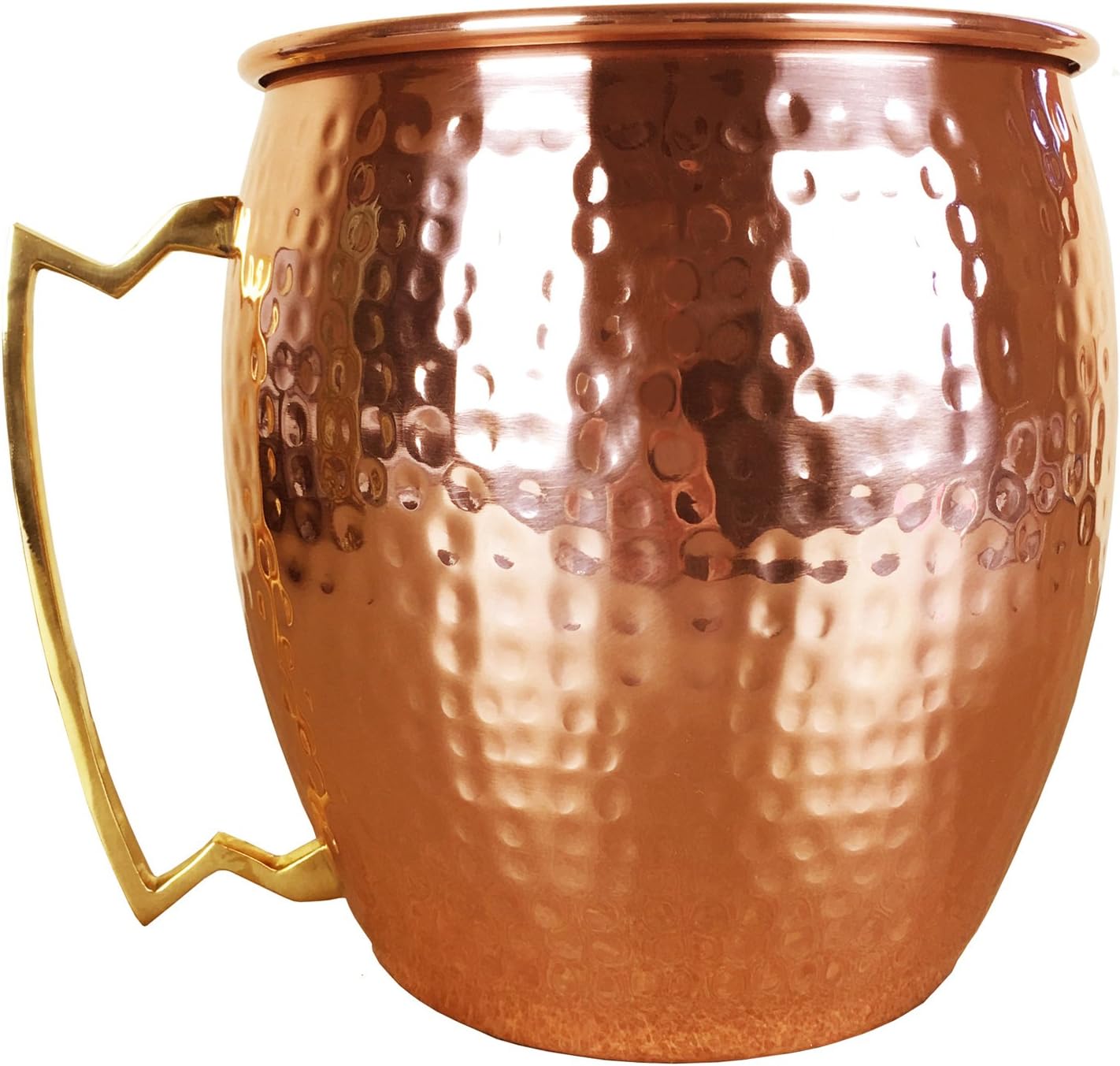 Hammered Copper Kitchen Utensil Holder (Solid not plated) - Large Utensil Crock with 10 Hooks (7.5 W by 8.27 H inches) - Copper Kitchen Decor Item