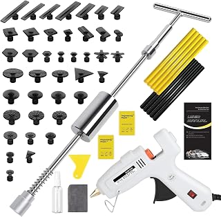 Paintless Dent Repair Kit, Pro PDR Tools with T-Bar Slide Hammer Dent Puller, 100W Hot Glue Gun, 10 Glue Sticks and 40pcs Puller Tabs, Car Body Hail Damage and Door Dings Remover Starter Set