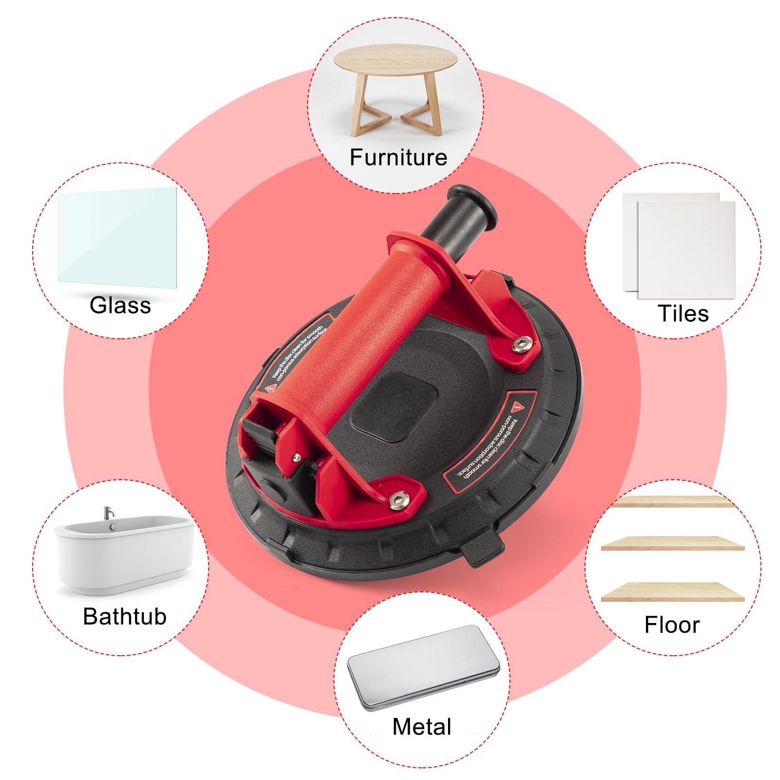 Ventosas 2 piezas | Capacidad de Carga Máxima 150 kg | Elevador de Vidrio con Ventosa al Vacío de 8 Pulgadas,Ideal para Vidrio, Laminado y Azulejos con Caja de Herramientas