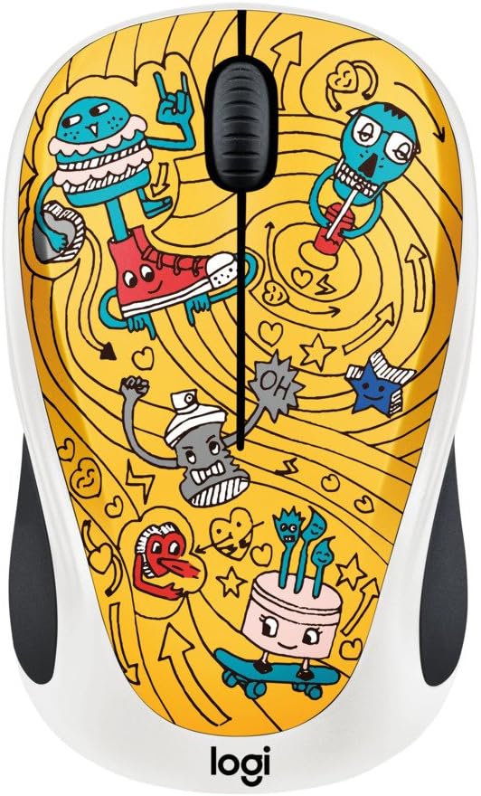 Logitech Doodle Collection M238 Mouse - Optical - Wireless - 3 Button(s) - GoGo Gold