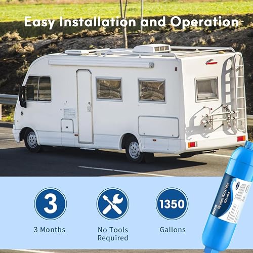 Miniatura 6 de Filtro de agua en línea para RV, certificado NSF 42372, reduce el cloro, el olor, el sabor, el óxido y el fluoruro en el agua potable, dedicado para