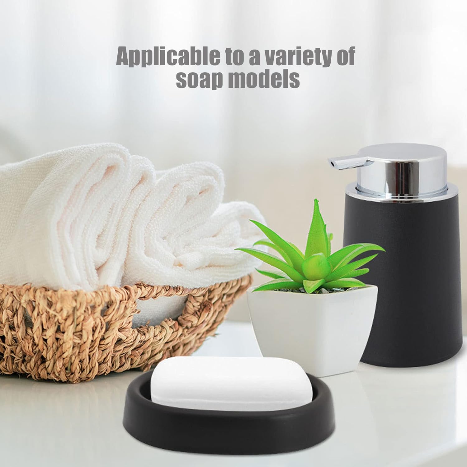 Hapivida 6 Set Bathroom Accessories Set, Bathroom Set with Toothbrush Holder, Toothbrush Cup, Trash Can, Soap Dispenser, Toilet Brush Holder, Soap Dish (Black)