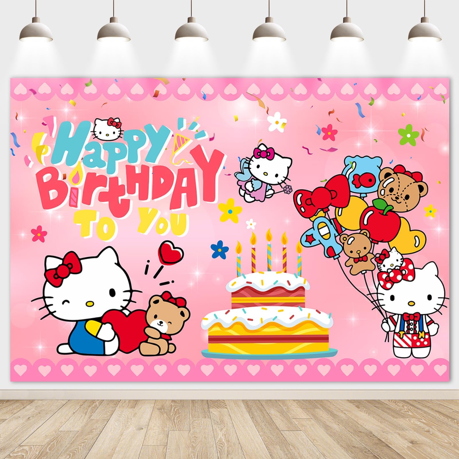 Happy Birthday Banner 5x3FT Birthday Backdrop, Personalised Birthday Banners Photography Cartoon Theme Party Decoration Photo Background for Children Kids Boys Girls