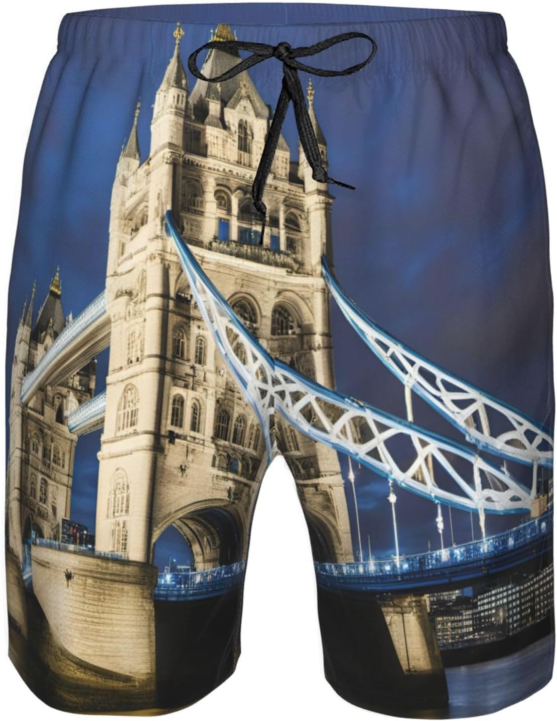 Mens Tower Bridge in London Print Beach Shorts,Casual Summer Shorts for Men,Quick Dry Polyester