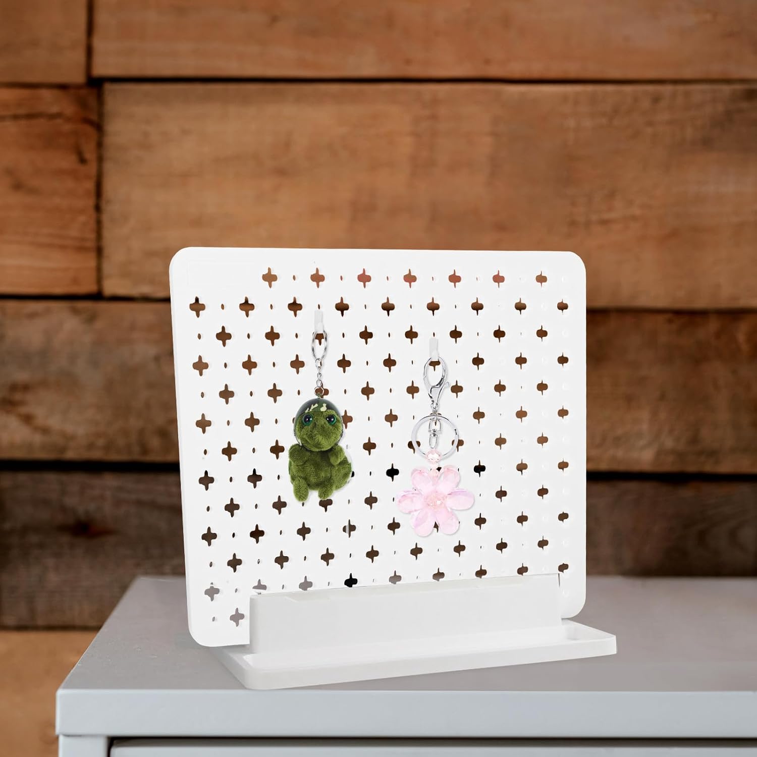 White Plastic Pegboard Panel Wall Mount Organizer for Home Decor and Office Use, Large Convenient Storage and Categorizing Tool Organizer with Sleek Modern Elegance Design