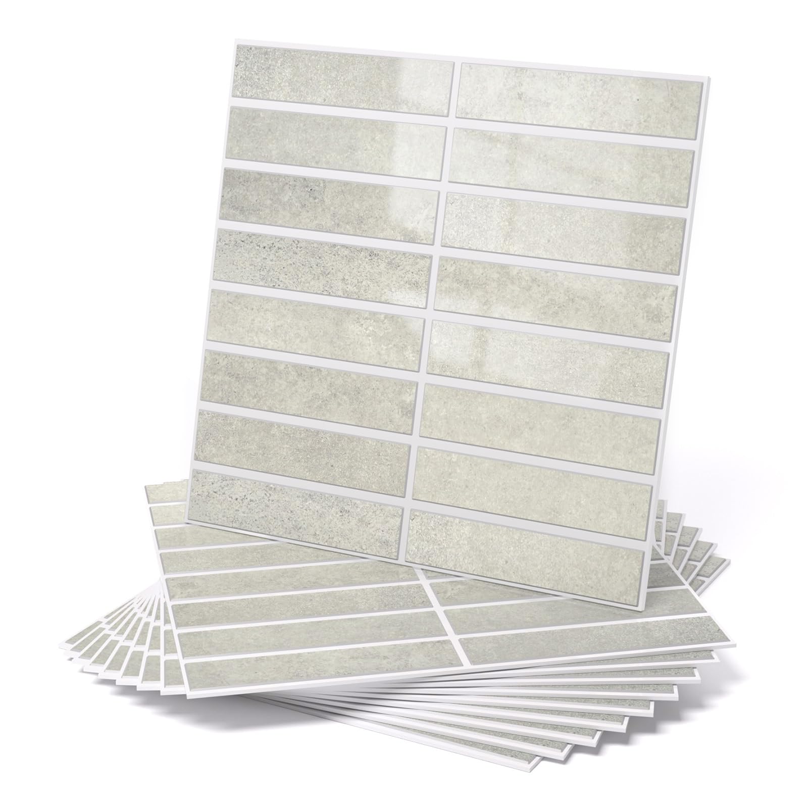 WADILE 3D Selbstklebende Fliesen 30 x 30 cm – Wasserdichte Wandfliesen mit Aluminiumfolie, 1,5 mm PVC Fliesenaufkleber für Küche Bad Backsplash, Beige 20er Set