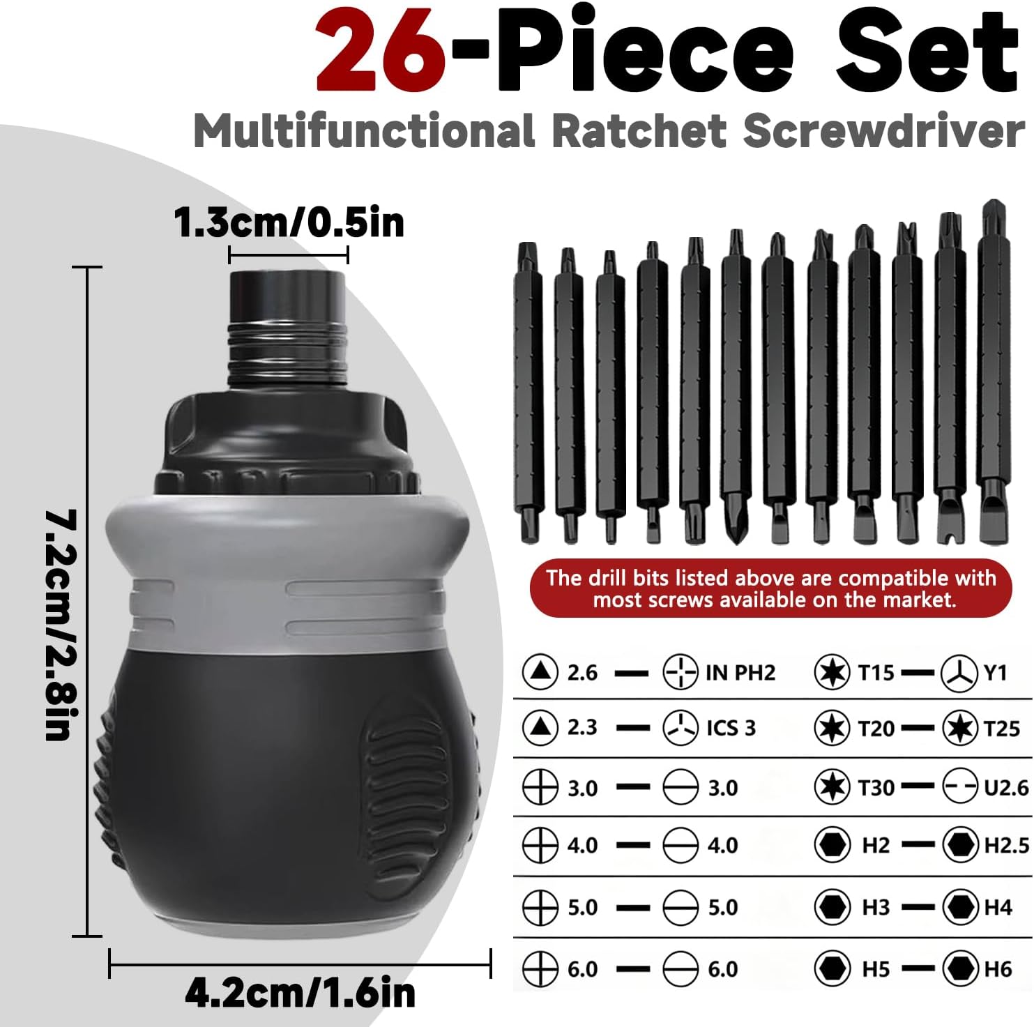 26-in-1 Ratchet Screwdriver Set with Multi-Bit Functionality, Precision Screwdriver Kit for Home Repair, Electronics