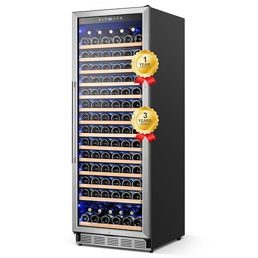 Wine Fridge Freestanding,173 Bottles 24 Inch Wine Cooler Refrigerator, Tall Wine Fridge with Compressor Low Noise Fast Cooling, Wine Cellar with Upgraded Door Handle Sliding Rail Shelves