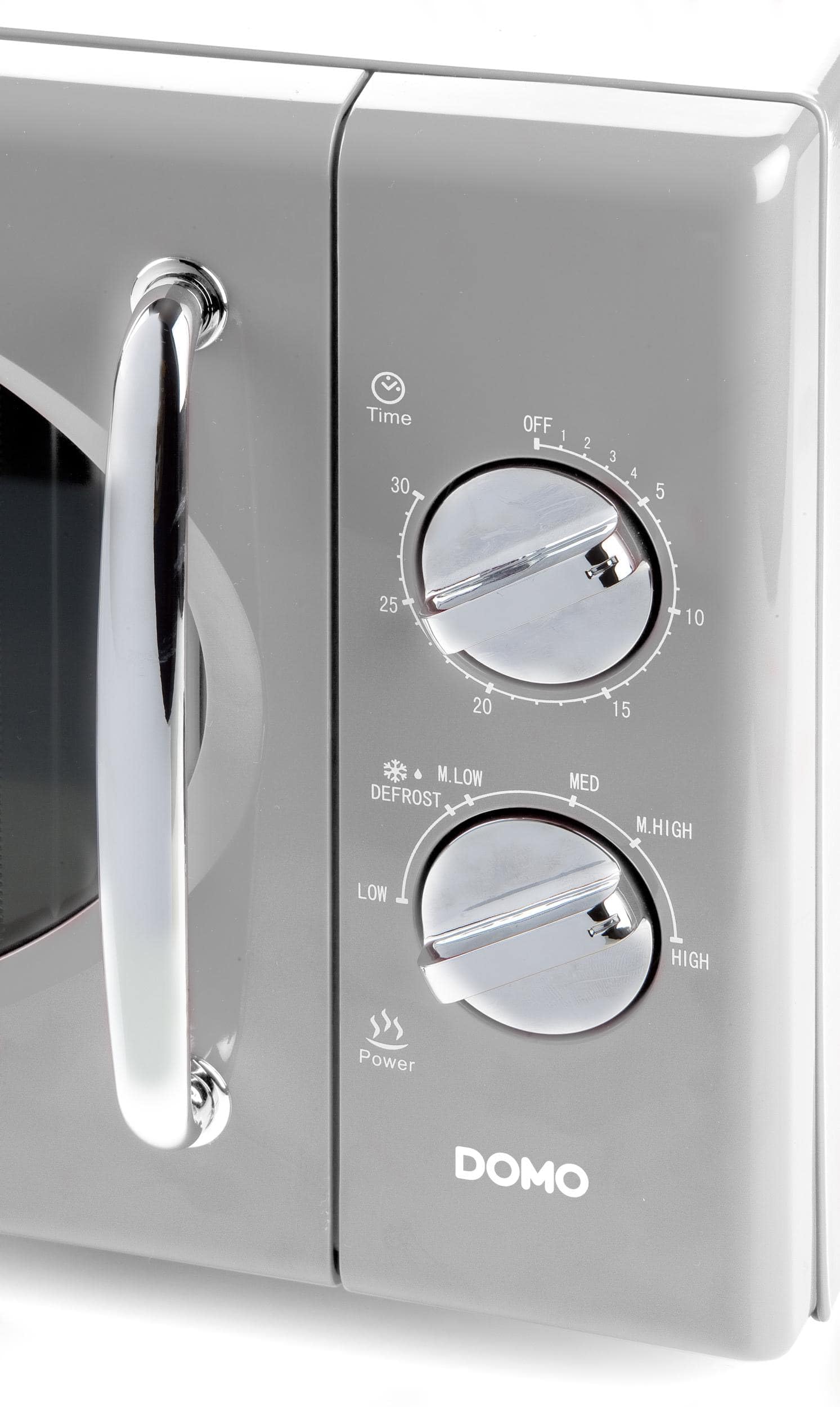 Domo DO3025 - Microondas (temporizador, 6 niveles de potencia, 25 litros, 900 W), color plateado y gris