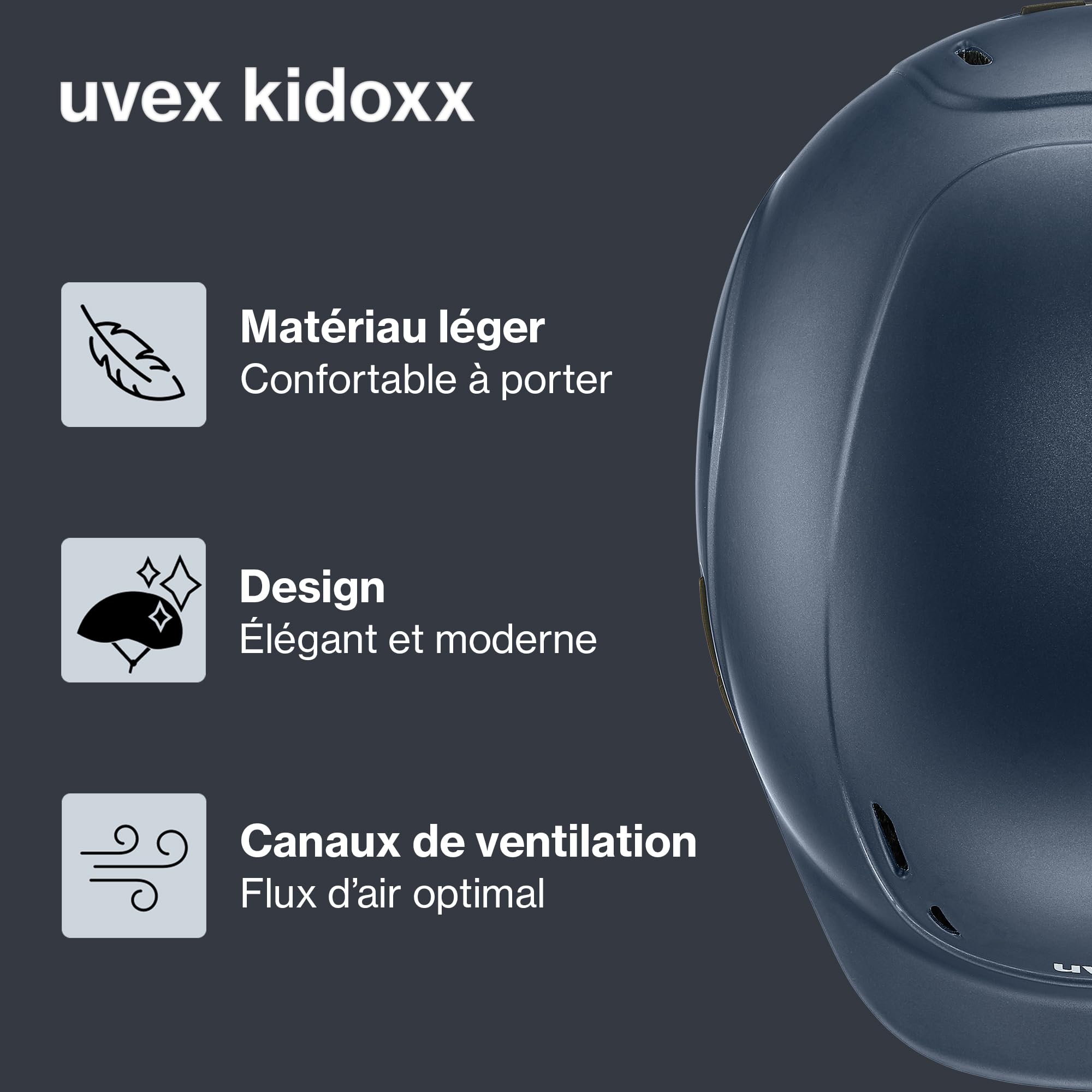 uvex kidoxx – lekki kask jeździecki dla dzieci – indywidualne dopasowanie rozmiaru – optymalna wentylacja – matowy