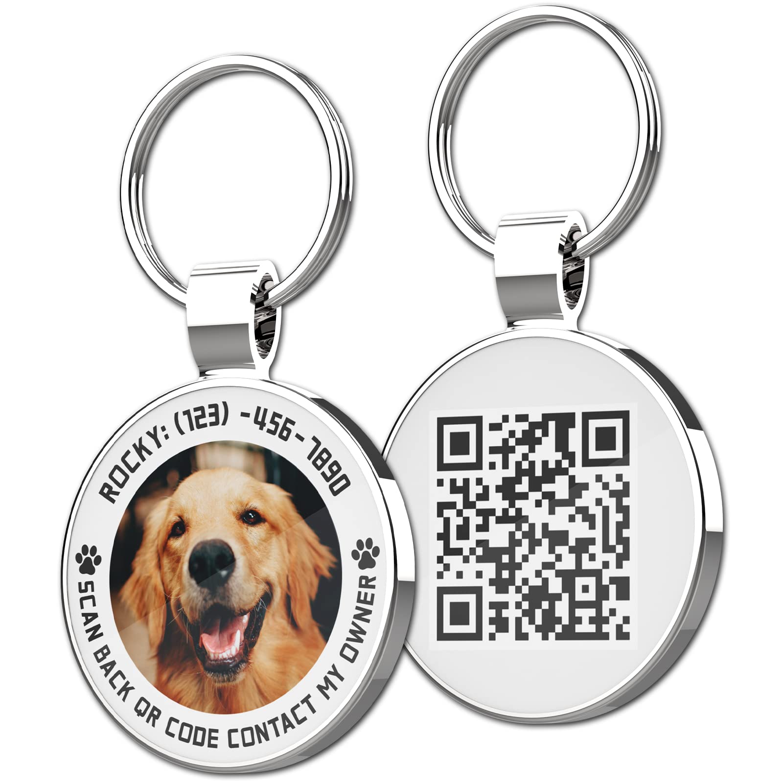 MYLUCKYTAG QR Code Personalized Dog ID Tags - Scan for Instant Pet Location Alerts