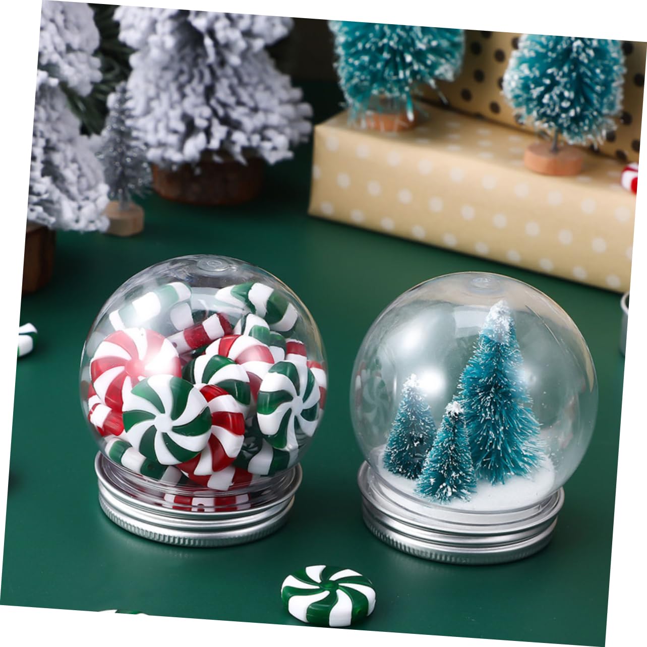 40pezzi Sfere Neve Trasparenti Globetti Fai da Te per Decorazioni Natalizie con Coperchio Facili da Pulire e Riutilizzabili