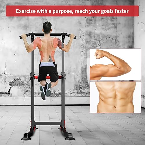 Miniatura 4 de ZENOVA Barra de dominadas, torre de potencia, barra de inmersión de altura ajustable para gimnasio en casa, equipo de entrenamiento de fuerza