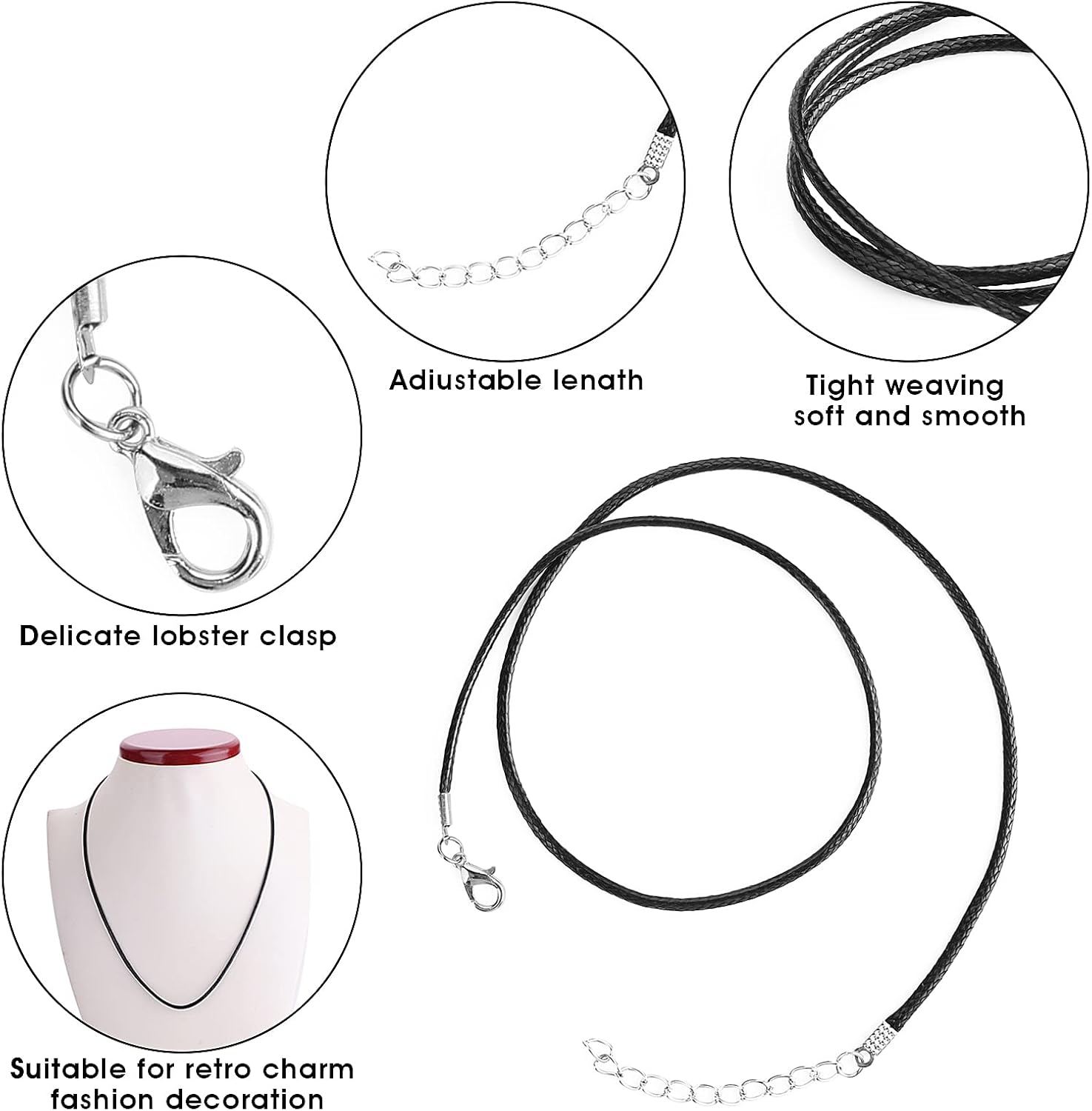 Yolev 28Pcs Waxed Cotton Cord - Mix Color Necklace & Rope String with Lobster Claw Clasp - 18 Inches - Image 5