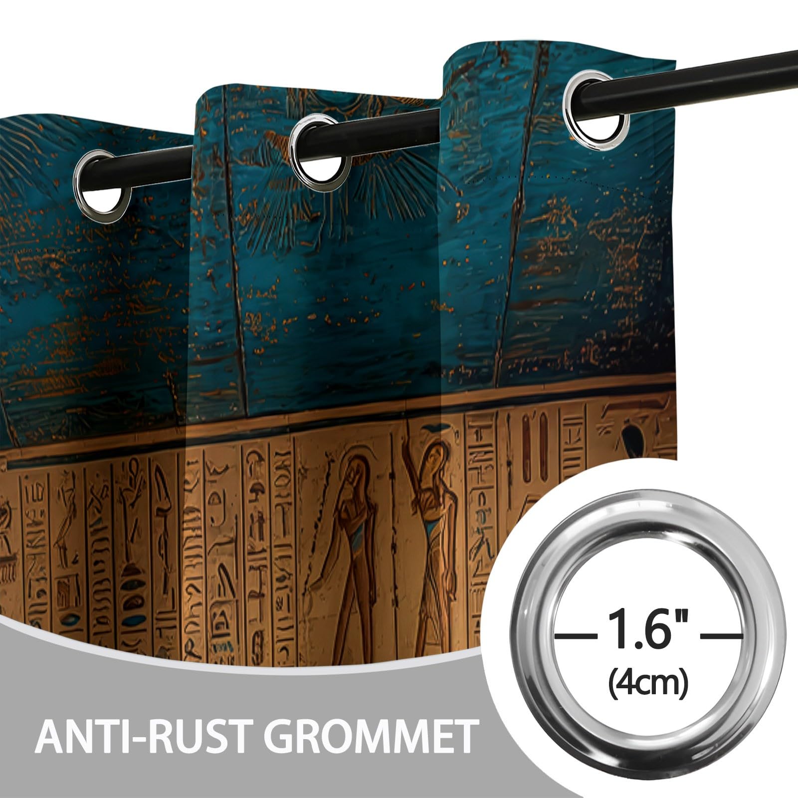 Rideau Occultant Égypte Antique Temples Traditions Architecture - Rideau Thermique Isolant à Oeillets Brun, Lot de 2 Rideaux et Draperies Intérieurs 85L X 200H cm pour Chambre Cuisine Fenêtre