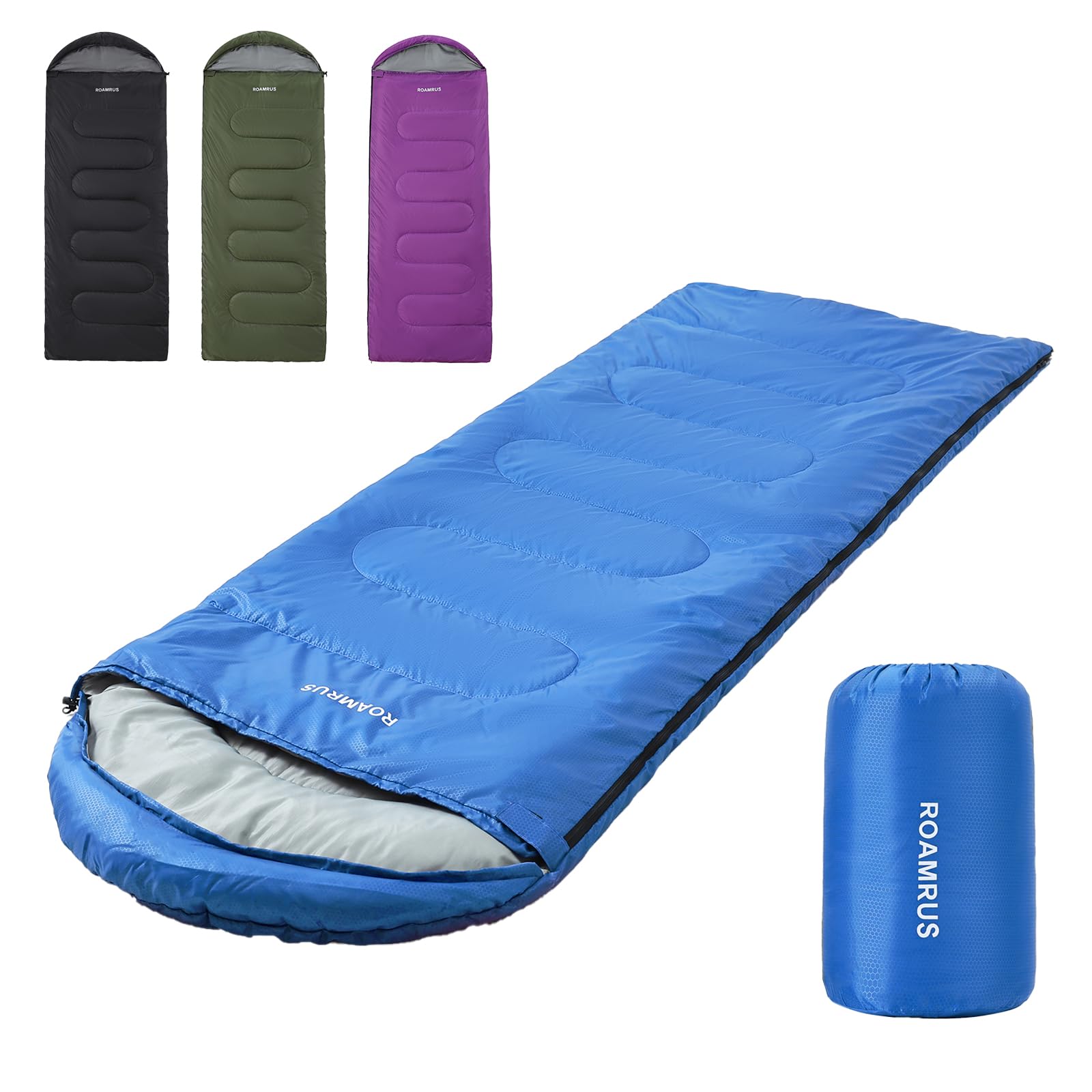 ROAMRUS 3 Seasons Sleeping Bags for Adults, Portable, Waterproof, Lightweight,with Storage Sack for Outdoor & Indoor, Hiking, Camping, Warm & Cold