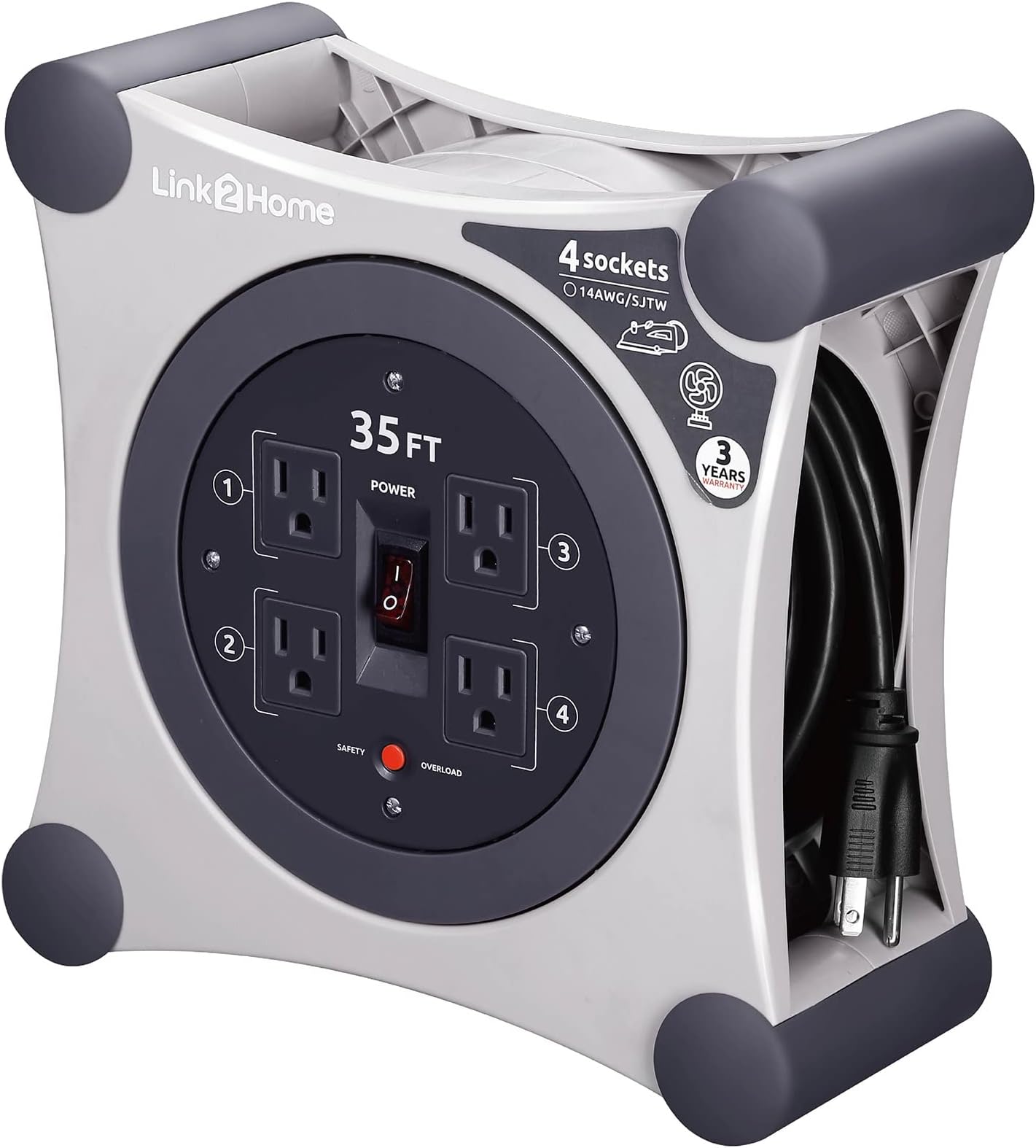 BLACK+DECKER 25 Ft. Retractable Extension Cord Reel With 4 Outlets, 2