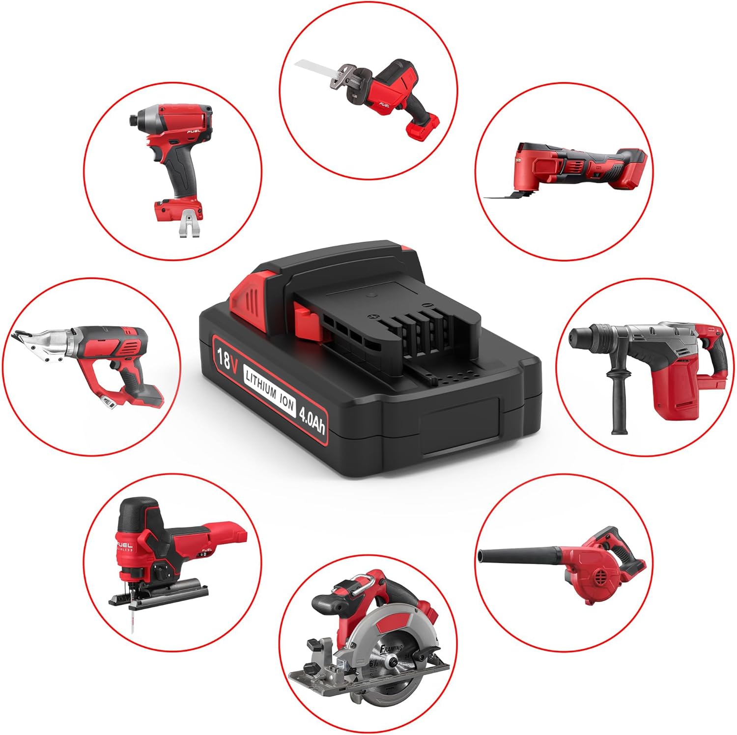 2-Pack 4.0Ah 18V Lithium Battery Replacement for Milwaukee M18 Battery 48-11-1840 48-11-1850 48-11-1830, Compatible with Milwaukee 18V Battery Cordless Power Tools and Charger