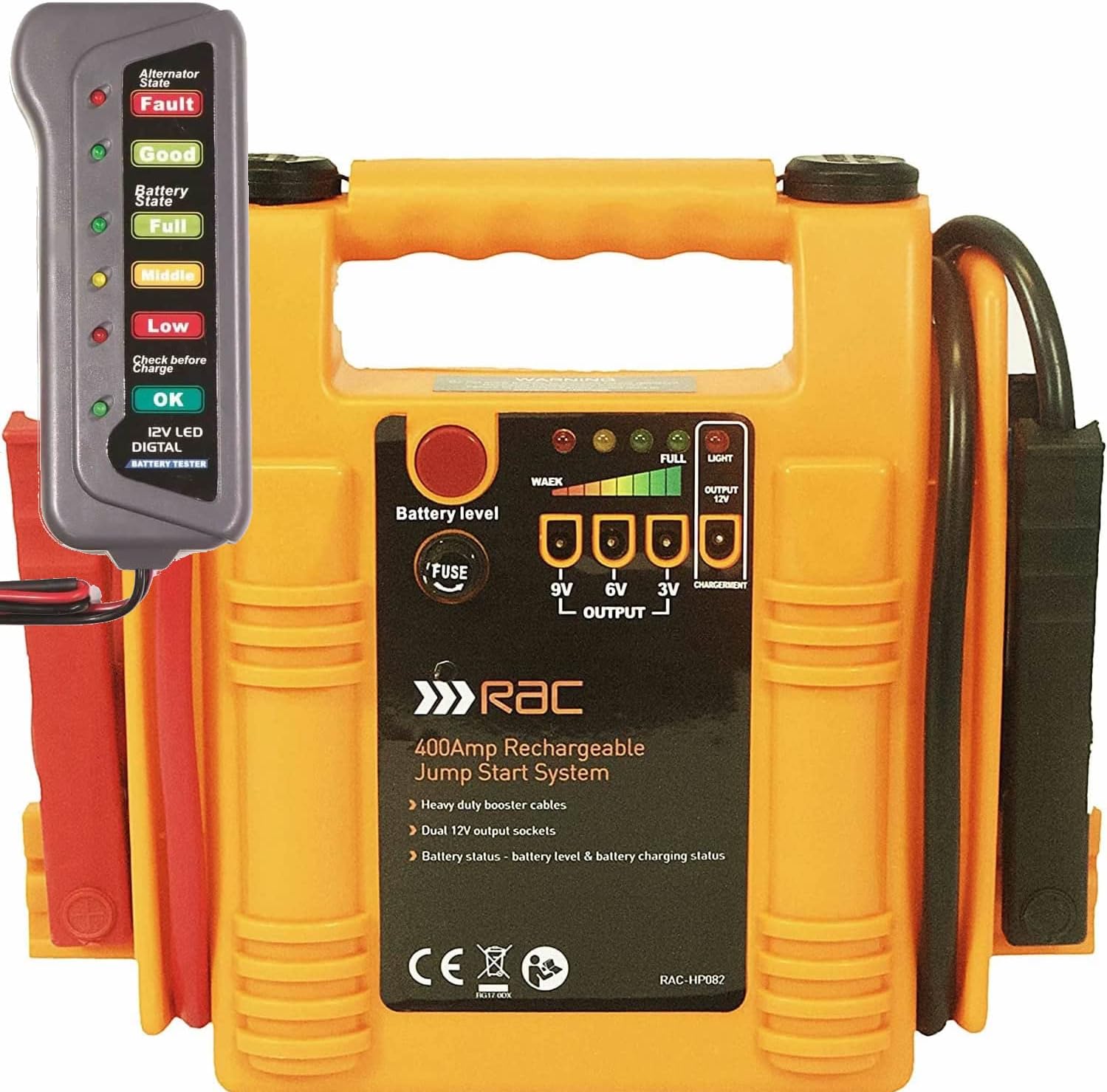 RAC 12v 400 Amp Rechargeable Compact Car Battery Booster Jump Starter
