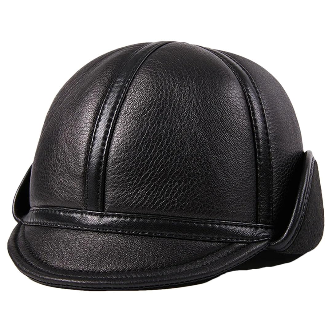 Gorra rusa de ala pequeña para hombre, 100% piel auténtica, cálida, para invierno, estilo newsboy