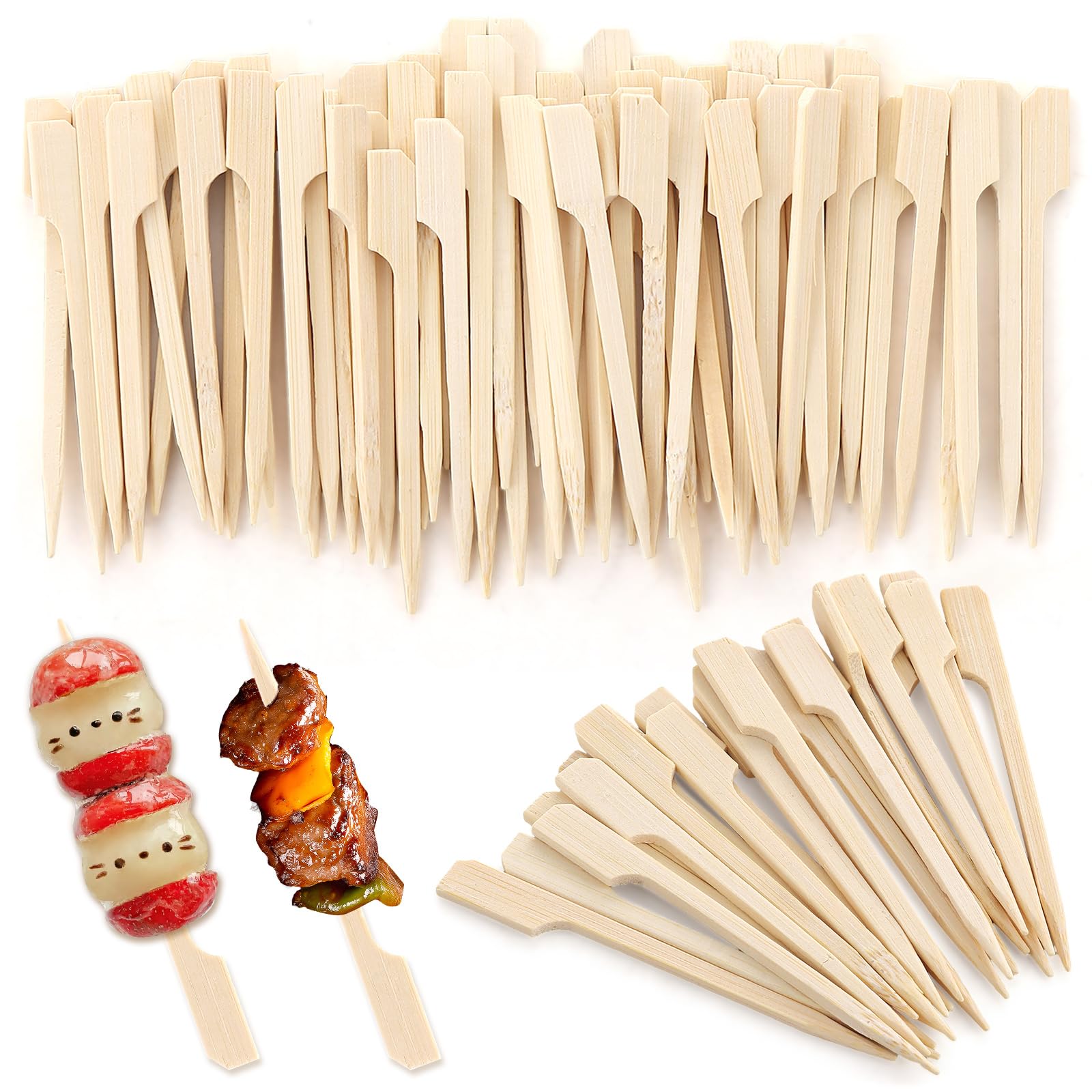 Swylexn 2000Pcs Wooden Skewers for Kebabs, 9cm Bamboo Skewers, Sturdy Kebab Sticks, Smooth Cocktail Sticks Wooden, Heat Resistant Burger Sticks, Wooden Sticks for Food, Fruits, BBQ