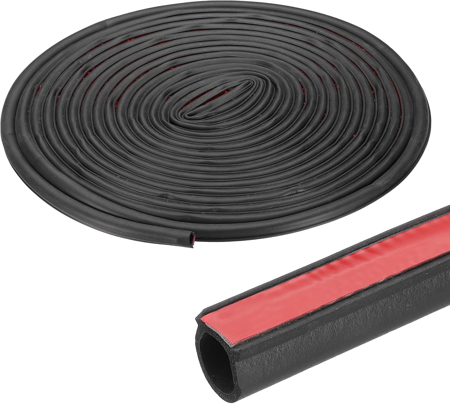 PATIKIL 40 ft D Shape Rubber Seal Strip, 3/8" Self-Adhesive EPDM Rubber Door Weather Stripping for Boat, RV, Auto, Truck, Marine, Garage Doors/Window, Black/Red
