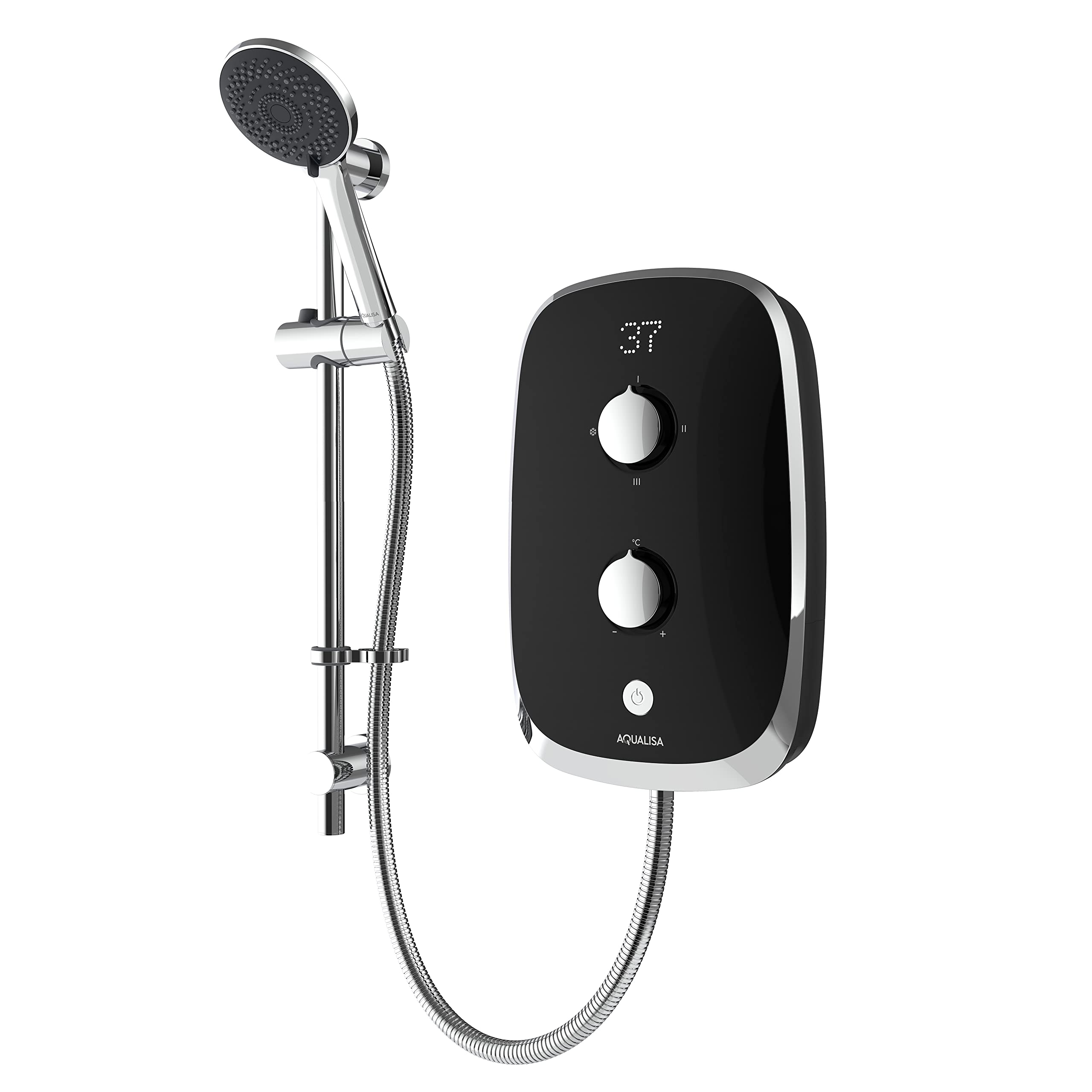 Aqualisa Midnight Black E-Motion Electric Shower Digital Display 3 Spray Patterns 10.5Kw