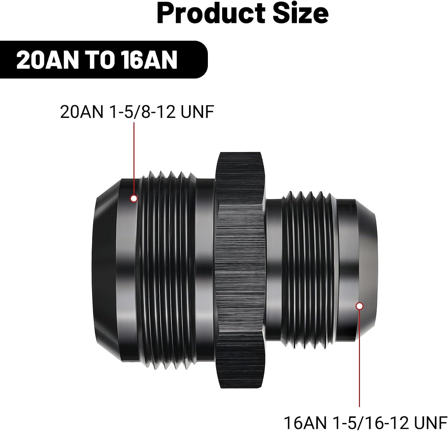 EVIL ENERGY 20AN Male to AN16 Male Flare Reducer Coupler Union Straight Adapter Fitting Black