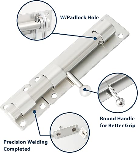 Miniatura 3 de Alise Pestillo de puerta de perno deslizante, pestillos de candado, pernos de barril resistentes, cerradura de puerta de seguridad, herrajes de