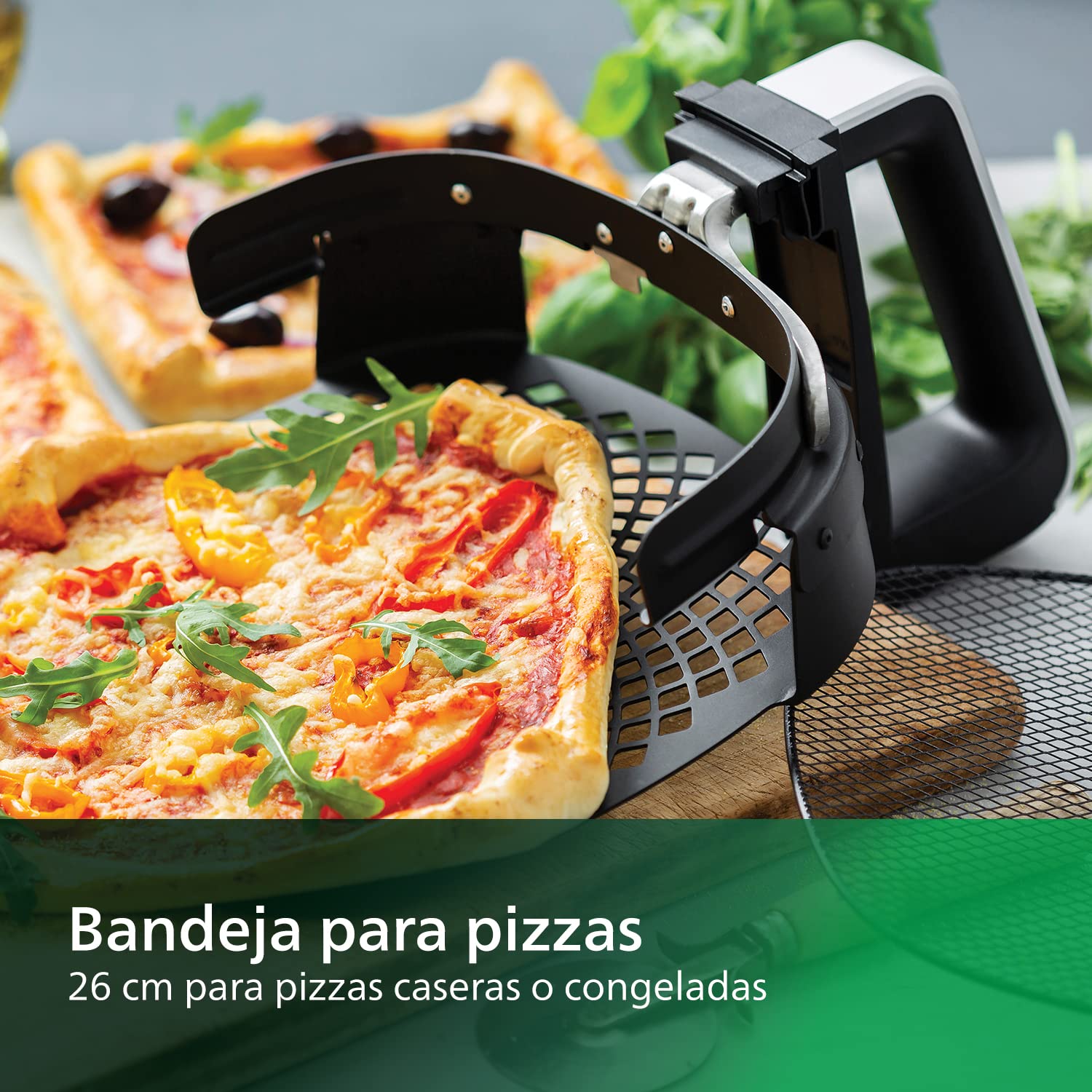 Philips accesorio para freidora de aire XXL - Kit de Pizzas, Acero Cromado | Accesorio Airfryer 6.2L y más, Accesorio para pizzas hasta 26 cm, apto para lavavajillas, app de recetas HomeID (HD9953/00)