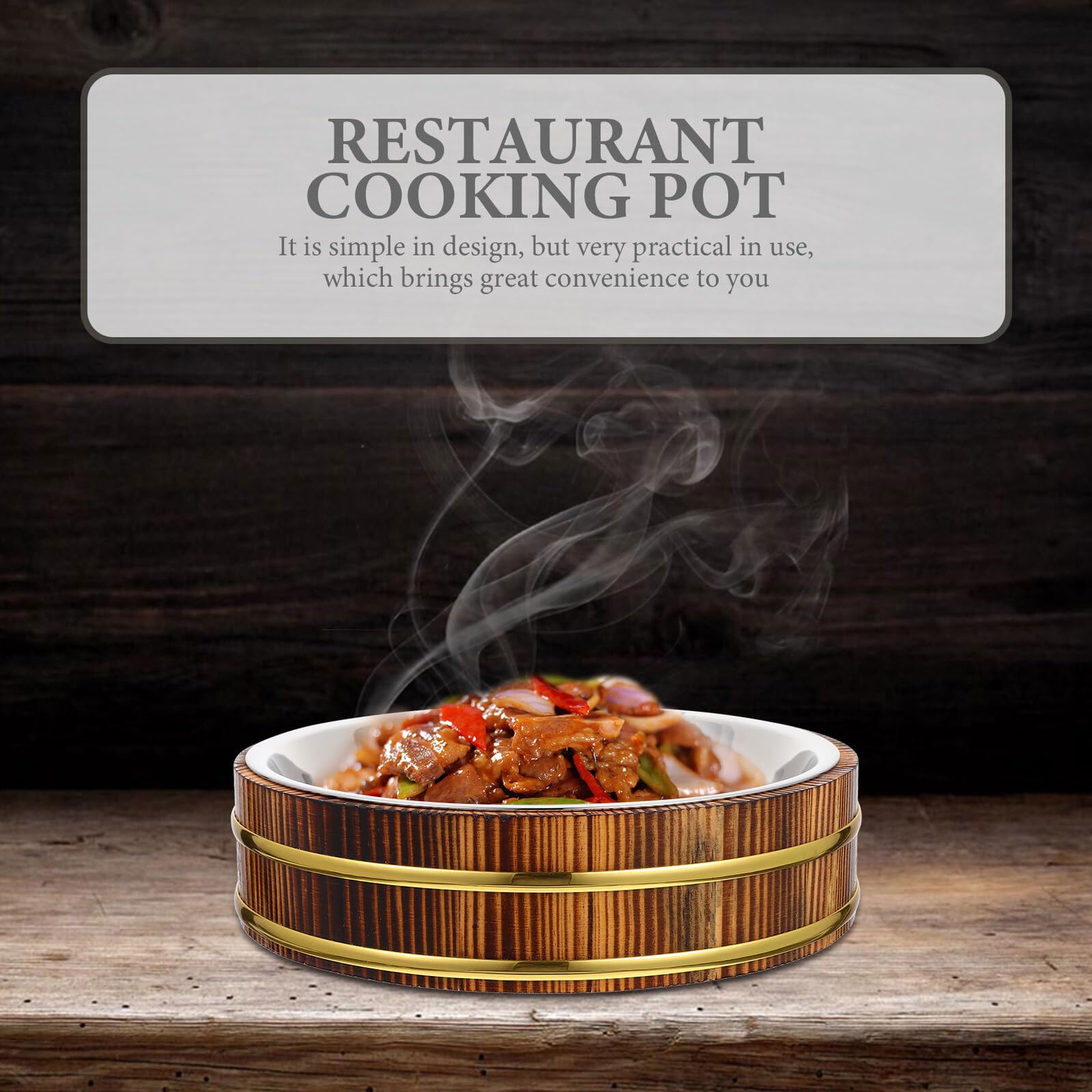 Housoutil Recipiente para Arroz Estilo Japonés de 24 CM Barril de Madera Carbonizada y Cubeta Interior de Acero Inoxidable Gruesa y Profunda Adecuado para Sushi y Preparación Restaurantes