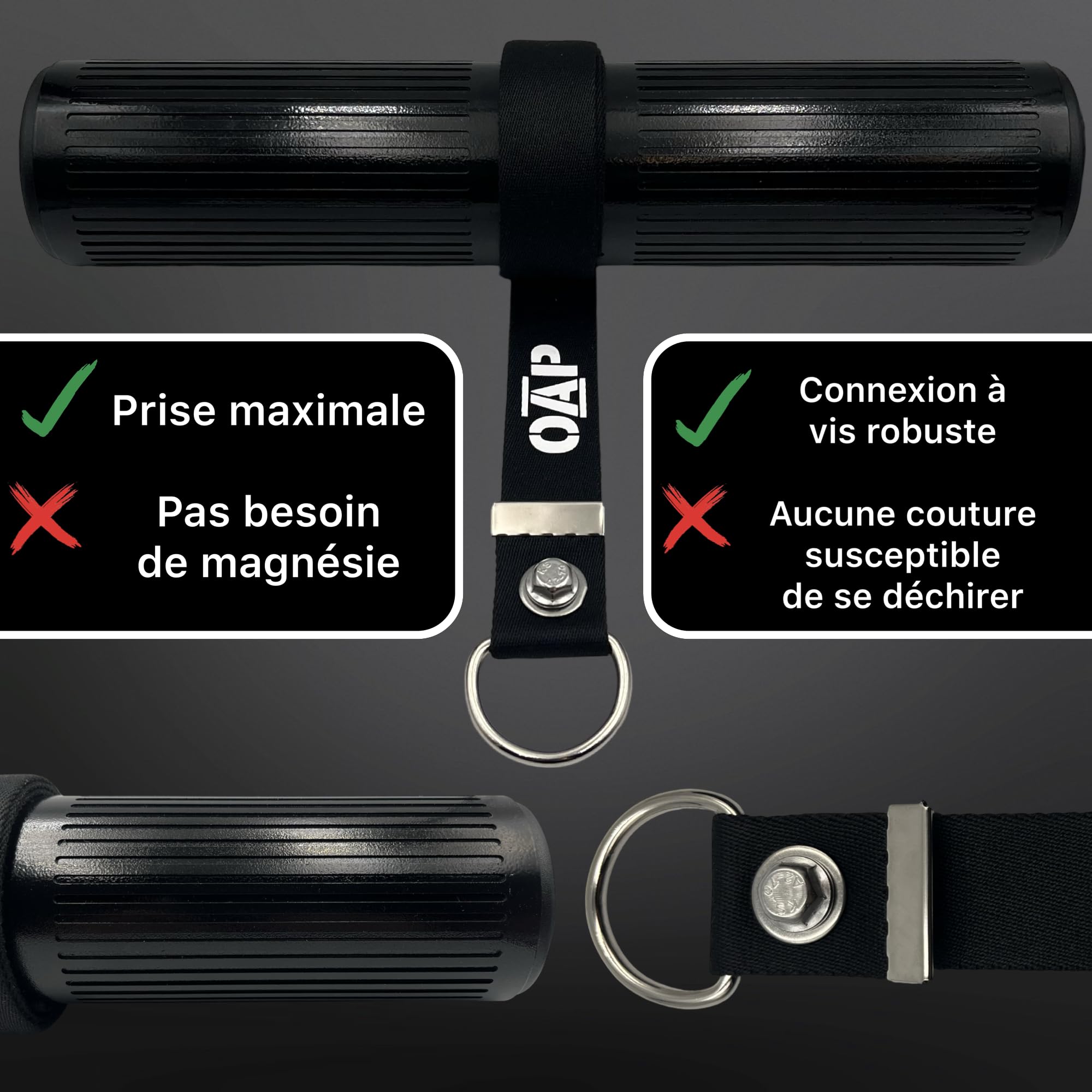 OAP Wrist Roller FAT GRIP ⌀60 mm – entraîneur poignets et avant-bras, musculation, 100% fabriqué en Allemagne, compatible loading pin et poids libres, home gym et salle de sport