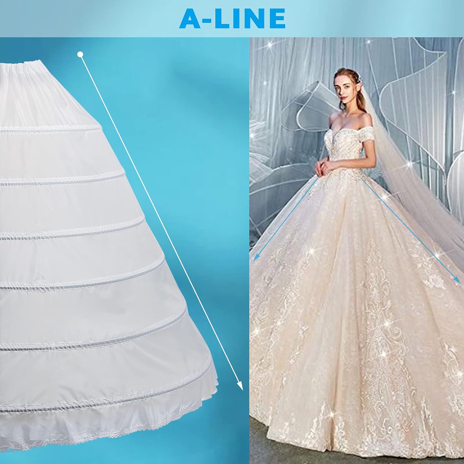 Hoop Skirt for Women Crinoline Petticoat half Slips Ball Gown Underskirt for Wedding Bridal Dress - Image 5