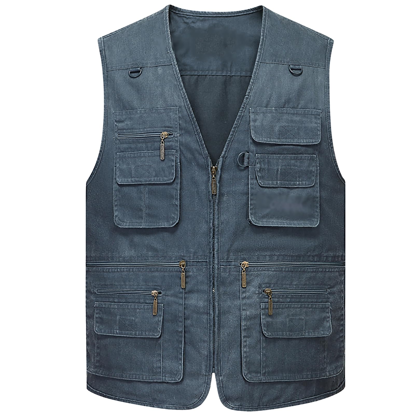 G&F Hommes Multi-Poches Gilet Pêche Camping Chasse Gilet Photographie Vêtements Travail Extérieur Gilet (Color : Blue, Size : 6XL)