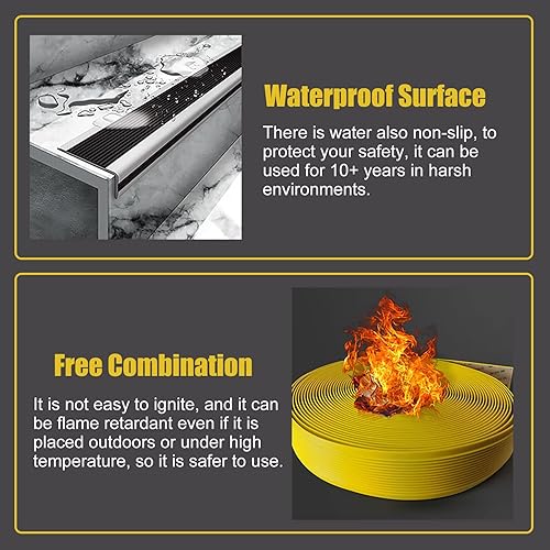 Miniatura 6 de JYHHCYS Self-Stick - Tiras protectoras de borde para escalones comerciales, tiras de borde de esquina de goma de PVC antideslizante, almohadillas de