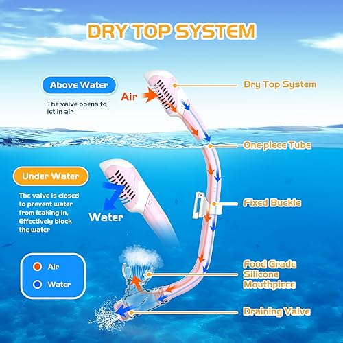 Miniatura 5 de Snorkeling Gear, Dry Snorkel Set180 Panoramic Wide View,Anti-Fog Scuba Diving Mask, Professional Snorkeling Gear for Free Breathing, Swimming, Diving