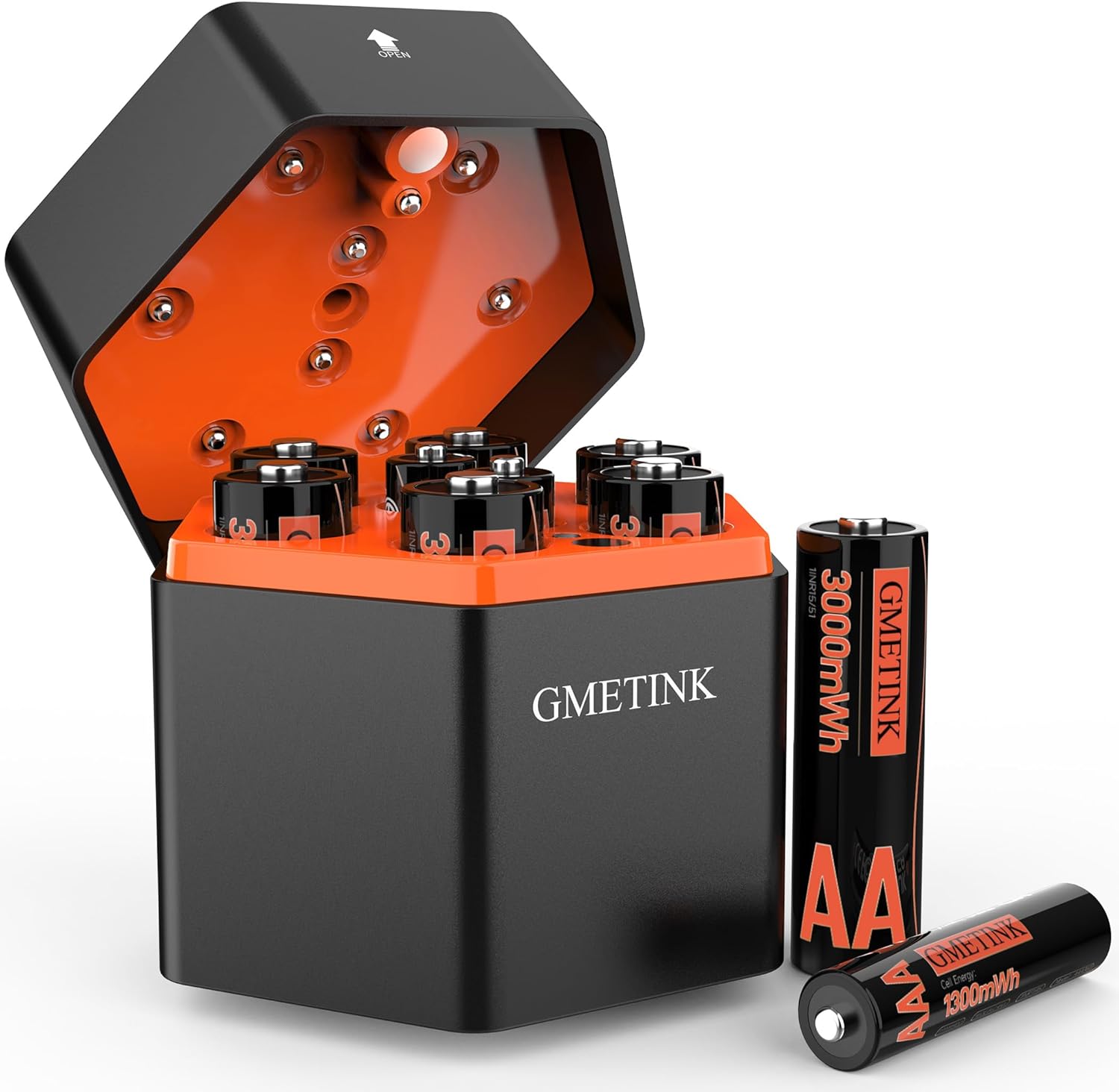 Rechargeable AA AAA Lithium Batteries with Fast Charger，1.5 Volt 6 Pack 3000mWh AA and 2 Pack 1300mWh AAA,Recharge 2000+ Cycles, for Blink Xbox、Camera、Toys、Household Electronics