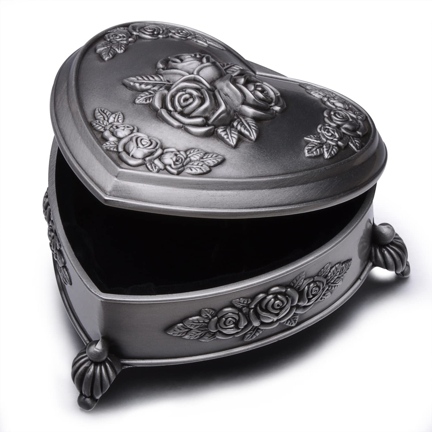 Unendlich U Luxe Argent Antique Cœur Amour Rose Femmes Etain Pur Petit Coffret Boîte à Bijoux