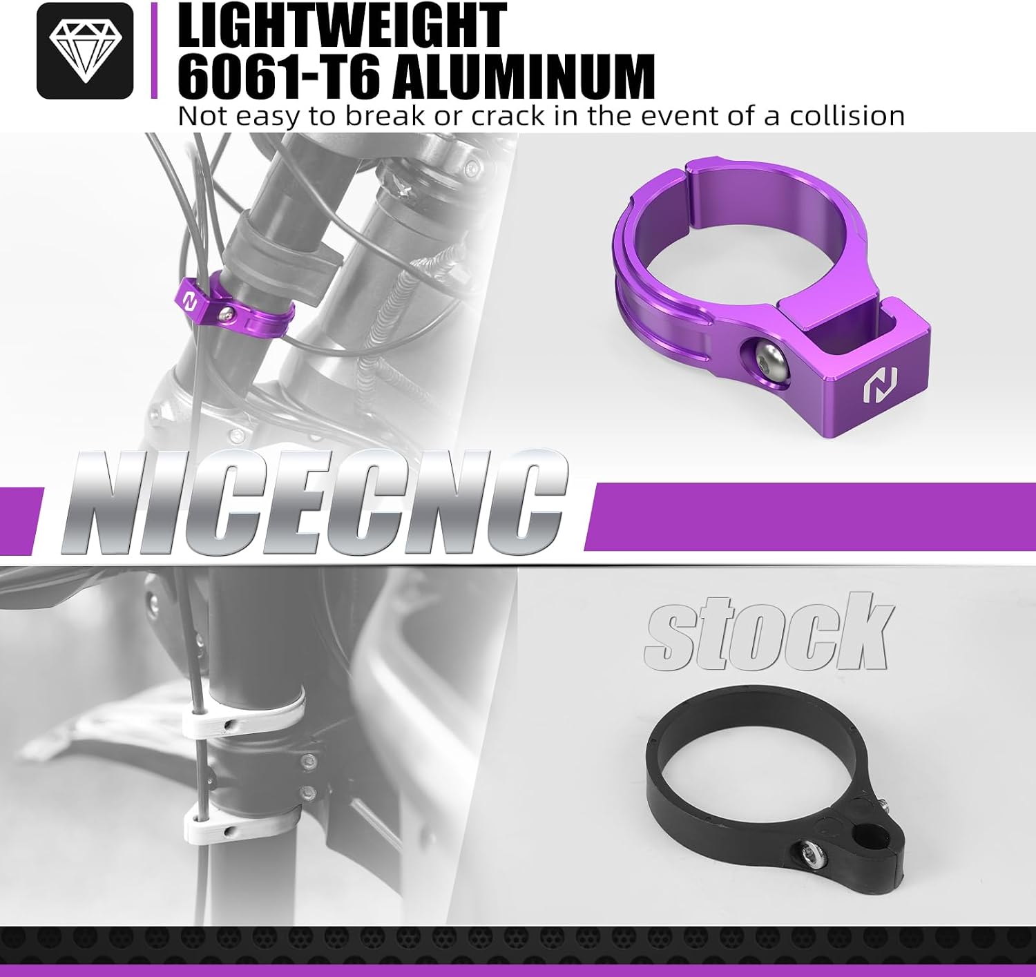 NICECNC Purple Brake Line Holder Compatible with Surron Light bee X/S/ L1E CNC Machined Front Fork Hose Holder Compatible with Segway X160 X260 See Fitment