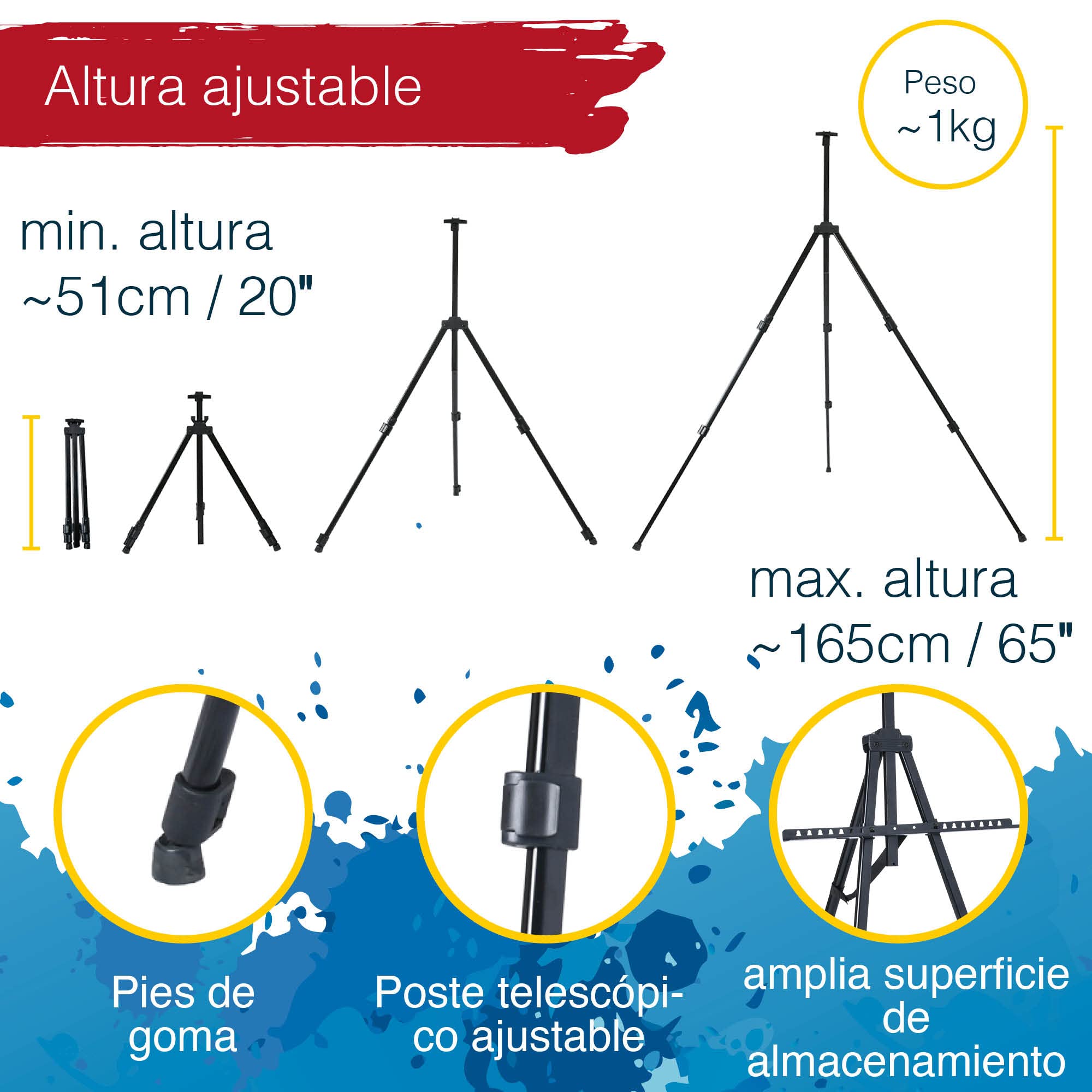 Artina XXL 122 piezas set caballete pintura con maletín pinturas acrílicas | acuarela lápices lienzo pinceles pasteles regalo Navidad niños adultos Pinceless Kit dibujo completo arte Michelangelo