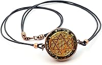 Vista 2 de Estrella de David y Flor de la Vida Colgante de Orgón con Peridoto Olivino