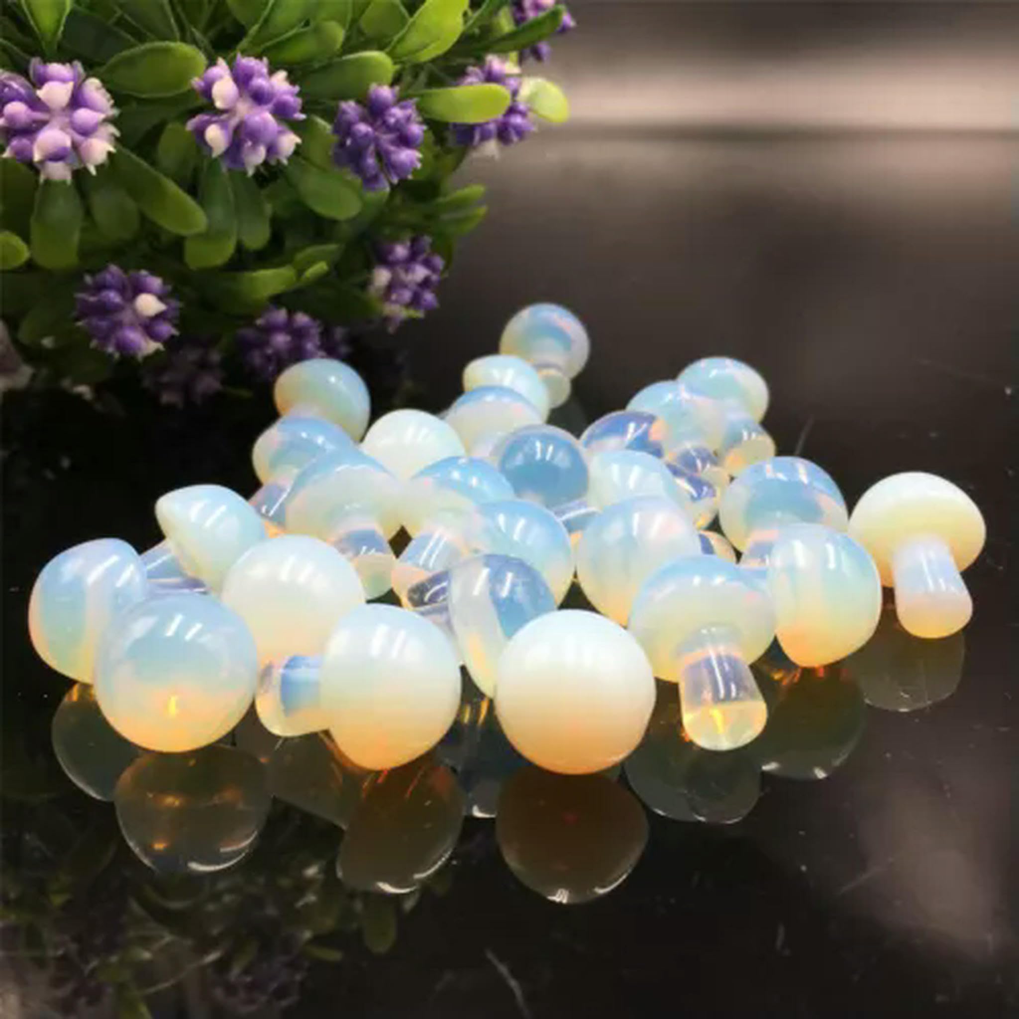 Wholesale 100pcs 15MM+ Natural Mushroom Quartz Crystal Carved Polishing -opalite-100pcs