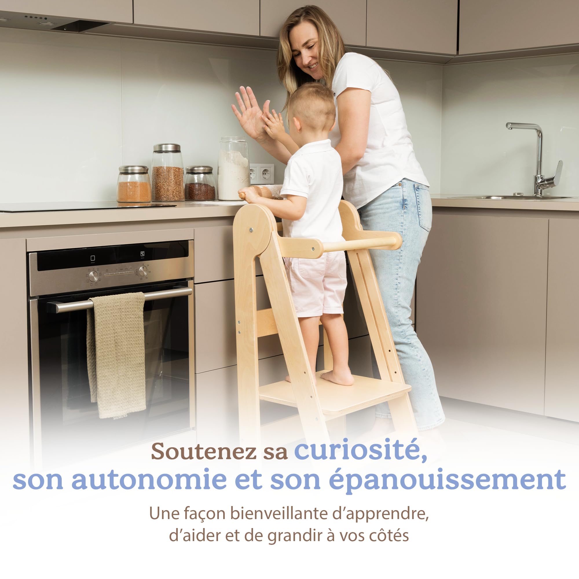 Tour Montessori Pliable Observation Enfant Bois Naturel