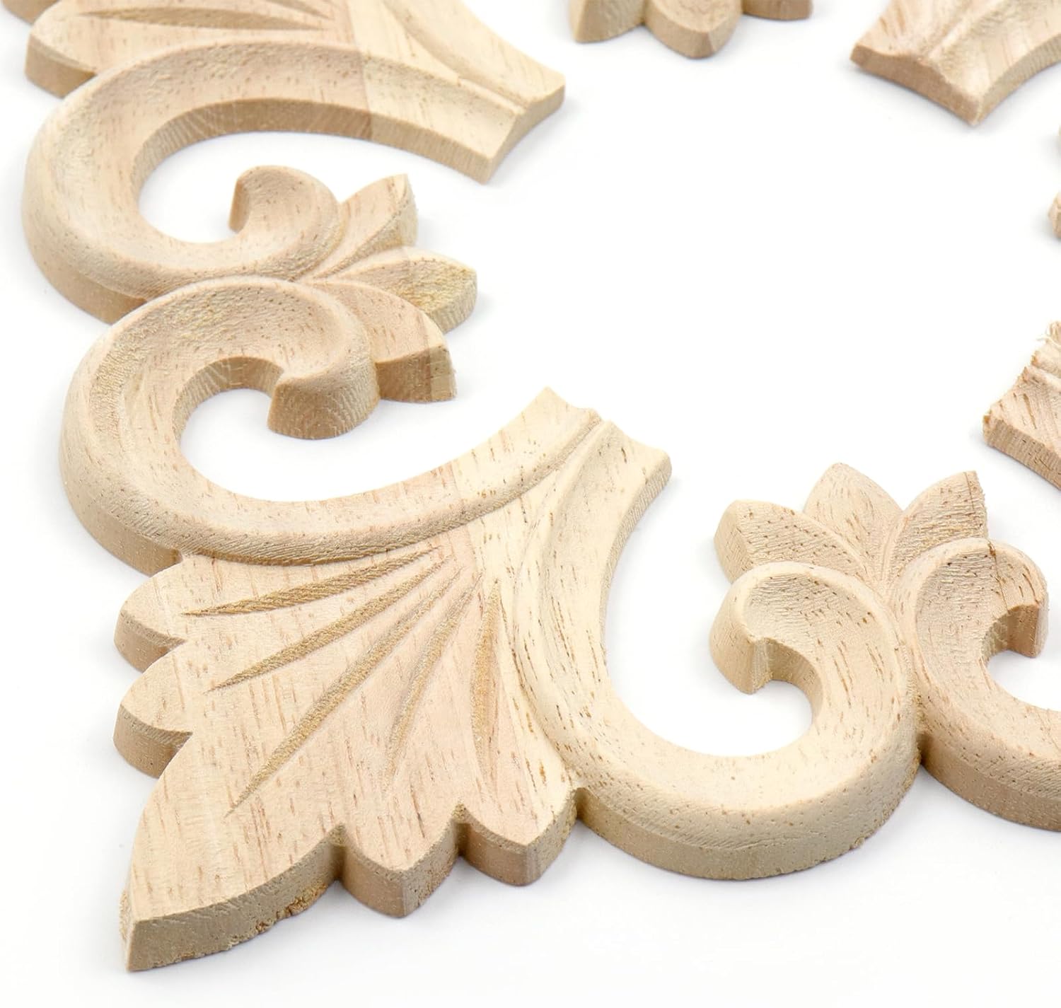 Semetall 2PCS Ceiling Medallion Decorative Ceiling Fan Medallion Home Lighting Ceiling Medallion Ring for Light Fixtures Ceiling Fans Chandeliers,7.87"x7.87"x3.15"ID Rubber Wood-H Style